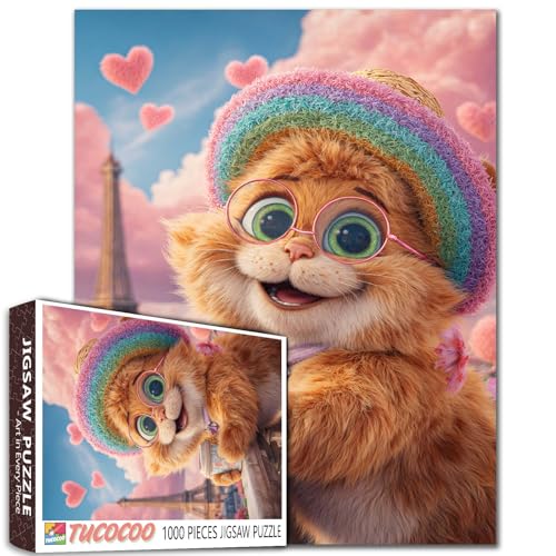 Niedliches Tier-Puzzle mit orangefarbenen Katzen für Erwachsene, 1000 Teile, Paris, Balkon, Kätzchen, Trinkkaffee, DIY-Kunst-Puzzle, 50,8 x 68,9 cm, für Heimdekoration, Familien-Puzzle, perfekt für Niedliches Tier-Puzzle mit orangefarbenen Katzen für Erwachsene, 1000 Teile, Paris, Balkon, Kätzchen, Trinkkaffee, DIY-Kunst-Puzzle, 50,8 x 68,9 cm, für Heimdekoration, Familien-Puzzle, perfekt für von Tucocoo