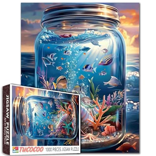 Ocean World in Glasflaschen-Puzzle, nautische Unterwasser-Szene, 1000 Teile, Puzzle für Erwachsene, 68,6 x 50,8 cm, Puzzles für Familien, HD-Qualität, gebeiztes Puzzle, Geschenk, perfekt für Ocean World in Glasflaschen-Puzzle, nautische Unterwasser-Szene, 1000 Teile, Puzzle für Erwachsene, 68,6 x 50,8 cm, Puzzles für Familien, HD-Qualität, gebeiztes Puzzle, Geschenk, perfekt für von Tucocoo