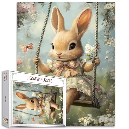 Osterhasen-Schaukel-Puzzle für Erwachsene, 1000 Teile, Garten-Wildblumen, Schmetterlinge, 50,8 x 68,6 cm, buntes DIY-Kunst-Puzzle für Heimdekoration, Familien-Puzzle, perfekt für Spielabende, tolles Osterhasen-Schaukel-Puzzle für Erwachsene, 1000 Teile, Garten-Wildblumen, Schmetterlinge, 50,8 x 68,6 cm, buntes DIY-Kunst-Puzzle für Heimdekoration, Familien-Puzzle, perfekt für Spielabende, tolles von Tucocoo