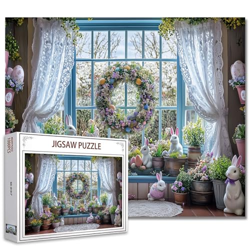 Tucocoo Osterkranz-Puzzle für Erwachsene, 1000 Teile, Vintage Stil, 70 x 50 cm, Karton, für ab 14 Jahren, Anfänger, 1 Set, 1000 Teile, 1001 Puzzleteile, Ostern von Tucocoo