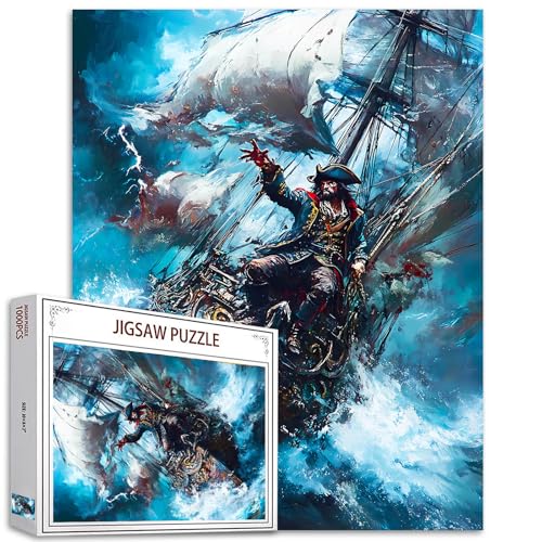 Piratenpuzzle für Erwachsene Piratenschiff 1000 Stück Puzzles für herausfordernde Familienaktivität Spiele Kunstpuzzle DIY Handwerk Puzzles Home Decor Einzigartige Brain Teaser von Tucocoo