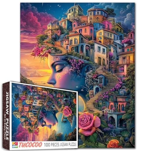 Portrait Woman 1000 Teile Puzzle Seaside House Landscape Jigsaw Puzzles für Erwachsene Geschenke Surreal Earth Girl Herausforderndes Puzzle Perfekt für Spieleabende Portrait Woman 1000 Teile Puzzle Seaside House Landscape Jigsaw Puzzles für Erwachsene Geschenke Surreal Earth Girl Herausforderndes Puzzle Perfekt für Spieleabende von Tucocoo