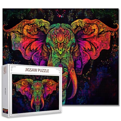 Psychedelisches Elefantenkopf-Puzzle, 1000 Teile, Puzzles für Erwachsene, Chakra-Farben, Elefanten-Puzzles für anspruchsvolle Familienaktivitäten, DIY-Puzzle für Heimdekoration, 50,8 x 68,9 cm Psychedelisches Elefantenkopf-Puzzle, 1000 Teile, Puzzles für Erwachsene, Chakra-Farben, Elefanten-Puzzles für anspruchsvolle Familienaktivitäten, DIY-Puzzle für Heimdekoration, 50,8 x 68,9 cm von Tucocoo