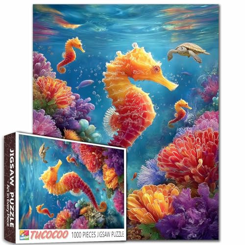 Puzzle, 1000 Teile, Seepferdchen-Puzzles für Erwachsene, lebendige Korallenriff-Szene, Puzzle, anspruchsvolle Puzzle, perfekt für Spielgeschenke, DIY-Wanddekoration Puzzle, 1000 Teile, Seepferdchen-Puzzles für Erwachsene, lebendige Korallenriff-Szene, Puzzle, anspruchsvolle Puzzle, perfekt für Spielgeschenke, DIY-Wanddekoration von Tucocoo