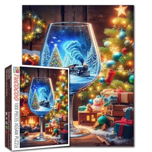 Puzzle 1000 Teile für Erwachsene, Weihnachts-Szene, Hartfaser-Puzzle, herausforderndes Puzzle, perfekt für Spielabende, DIY-Wanddekoration, Schneeflocken, Weihnachtszug, Weingläser, Kunst-Puzzle, 68,6 Puzzle 1000 Teile für Erwachsene, Weihnachts-Szene, Hartfaser-Puzzle, herausforderndes Puzzle, perfekt für Spielabende, DIY-Wanddekoration, Schneeflocken, Weihnachtszug, Weingläser, Kunst-Puzzle, 68,6 von Tucocoo