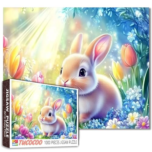 Puzzle 1000 Teile für Erwachsene - niedliches kleines Häschen mit Blumen, Puzzle, herausforderndes Puzzle, perfekt für Spielabende, DIY-Wanddekoration, Kunstpuzzles Unschuld und Charme, Frühling, 68,6 Puzzle 1000 Teile für Erwachsene - niedliches kleines Häschen mit Blumen, Puzzle, herausforderndes Puzzle, perfekt für Spielabende, DIY-Wanddekoration, Kunstpuzzles Unschuld und Charme, Frühling, 68,6 von Tucocoo
