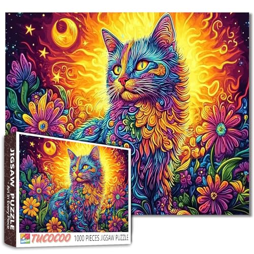 Puzzle "Traumhafte bunte Katze mit Blumen", 1000 Teile, Puzzle für Erwachsene, 68,6 x 50,8 cm, Puzzles für Familien, HD-Qualität, Puzzle-Geschenk, Familienaktivität für Spielabende Puzzle "Traumhafte bunte Katze mit Blumen", 1000 Teile, Puzzle für Erwachsene, 68,6 x 50,8 cm, Puzzles für Familien, HD-Qualität, Puzzle-Geschenk, Familienaktivität für Spielabende von Tucocoo