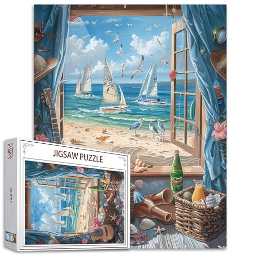 Puzzle für Erwachsene, 1000 Teile, Sommer, Strand, Meer, Landschaft, Puzzle, Kunst, 68,6 x 50,8 cm, bunte DIY-Puzzles für Heimdekoration, Familienpuzzle, perfekt für Spielabende Puzzle für Erwachsene, 1000 Teile, Sommer, Strand, Meer, Landschaft, Puzzle, Kunst, 68,6 x 50,8 cm, bunte DIY-Puzzles für Heimdekoration, Familienpuzzle, perfekt für Spielabende von Tucocoo