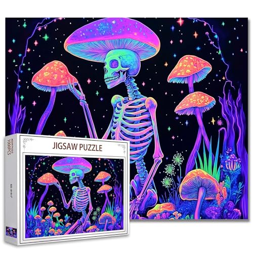 Puzzle mit 1000 Teilen für Erwachsene, magische Pilze, Puzzles für Erwachsene, buntes Pflanzen-Skelett-Puzzle, 1000 Teile, gruseliger Schädel, Herausforderung, Sternenhimmel, Puzzle Puzzle mit 1000 Teilen für Erwachsene, magische Pilze, Puzzles für Erwachsene, buntes Pflanzen-Skelett-Puzzle, 1000 Teile, gruseliger Schädel, Herausforderung, Sternenhimmel, Puzzle von Tucocoo