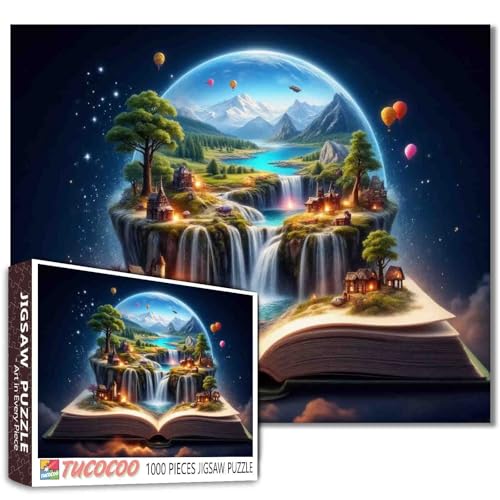 Puzzle mit 1000 Teilen für Erwachsene – Berglandschaft auf offenem Buch, malerisches Kunst-Puzzle, Premium-Puzzle 68,6 x 50,8 cm, für Heimdekoration und Entspannung Puzzle mit 1000 Teilen für Erwachsene – Berglandschaft auf offenem Buch, malerisches Kunst-Puzzle, Premium-Puzzle 68,6 x 50,8 cm, für Heimdekoration und Entspannung von Tucocoo