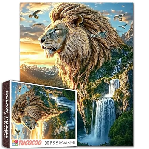 Puzzle mit Löwen, Tier, Bergbaum, Landschaft, 1000 Teile für Erwachsene, das Erd-Puzzle, Kunst-Puzzles als Weltraum-Wanddekoration, Familienspiel, Aktivität, Spielabend Puzzle mit Löwen, Tier, Bergbaum, Landschaft, 1000 Teile für Erwachsene, das Erd-Puzzle, Kunst-Puzzles als Weltraum-Wanddekoration, Familienspiel, Aktivität, Spielabend von Tucocoo