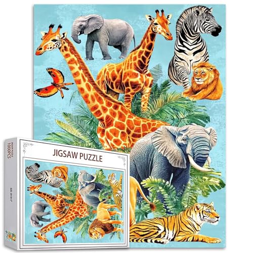 Puzzle mit afrikanischen Wildtieren, 1000 Teile, Puzzles für Erwachsene, Löwe, Tiger, Giraffe, Elefant, Zebra, Puzzles für anspruchsvolle Familienaktivitäten, DIY-Puzzle für Heimwanddekoration, 50,8 x Puzzle mit afrikanischen Wildtieren, 1000 Teile, Puzzles für Erwachsene, Löwe, Tiger, Giraffe, Elefant, Zebra, Puzzles für anspruchsvolle Familienaktivitäten, DIY-Puzzle für Heimwanddekoration, 50,8 x von Tucocoo