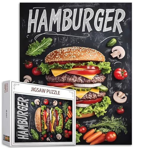 Restaurant Poster Jigsaw Puzzle 1000 Stück Puzzles für Erwachsene, leckere Hamburger Jigsaw Puzzles für herausfordernde Familie Aktivität Spiele DIY Puzzle für Home Wall Decor Geschenke von Tucocoo