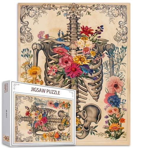 Rippen-Käfig-Schädel-Blumen-Puzzle Menschliches Organ/Anatomie 1000 Teile Puzzlespiel Blumen-Puzzle für Erwachsene Heimdekoration DIY-Bastelpuzzle Geschenk für Freunde und Familie Rippen-Käfig-Schädel-Blumen-Puzzle Menschliches Organ/Anatomie 1000 Teile Puzzlespiel Blumen-Puzzle für Erwachsene Heimdekoration DIY-Bastelpuzzle Geschenk für Freunde und Familie von Tucocoo