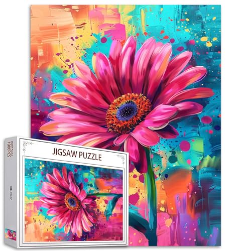 Rosa Gerber Blume Puzzle 1000 Stücke Puzzles für Erwachsene,Bunte Art Floral Puzzle Puzzles für herausfordernde Familienaktivität Spiele DIY Puzzle für Home Wall Decor Geschenke für 20 x 27 Zoll Rosa Gerber Blume Puzzle 1000 Stücke Puzzles für Erwachsene,Bunte Art Floral Puzzle Puzzles für herausfordernde Familienaktivität Spiele DIY Puzzle für Home Wall Decor Geschenke für 20 x 27 Zoll von Tucocoo