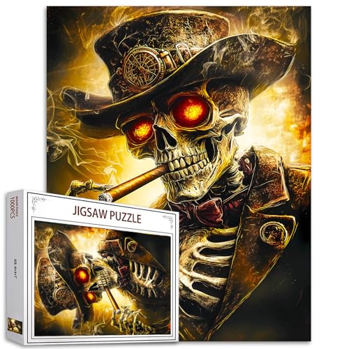 Schädel-Kapitän-Puzzle für Erwachsene 1000 Teile Piraten-Kunst-Puzzle Nautische Puzzles herausfordernde Familien-Aktivitäts-Spiele DIY Handwerk Puzzle Fantasy Puzzle Geschenk Wanddekoration Home Decor von Tucocoo