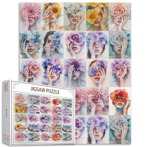 Schönheit Mädchen Mit Blumen 1000 Stück Jigsaw Puzzle für Erwachsene - Aquarellmalerei, Multicolor DIY für Dekor, Geburtstagsgeschenke, Perfekte Spiele Nächte - 20 x 27 Zoll Schönheit Mädchen Mit Blumen 1000 Stück Jigsaw Puzzle für Erwachsene - Aquarellmalerei, Multicolor DIY für Dekor, Geburtstagsgeschenke, Perfekte Spiele Nächte - 20 x 27 Zoll von Tucocoo