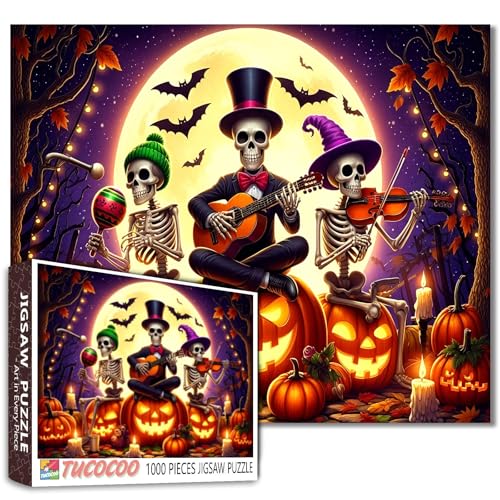 Skelettband Halloween Lagerfeuer Kürbis Party 1000 Teile Puzzle für Erwachsene Studenten Lustiges Puzzle mit Musikszene Instrumente Gitarre Violine Kerzen Mondschein Nachtszene Puzzle 50,8 x 68,9 cm Skelettband Halloween Lagerfeuer Kürbis Party 1000 Teile Puzzle für Erwachsene Studenten Lustiges Puzzle mit Musikszene Instrumente Gitarre Violine Kerzen Mondschein Nachtszene Puzzle 50,8 x 68,9 cm von Tucocoo