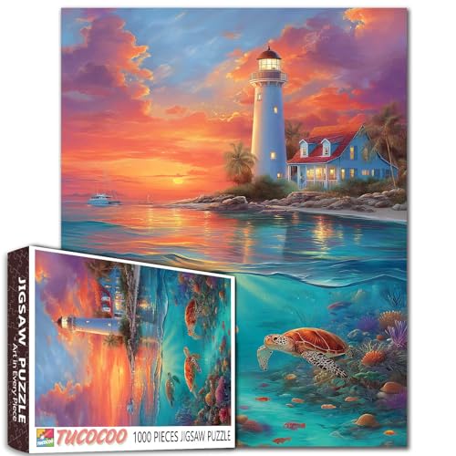 Sommer 1000 Teile Puzzle für Erwachsene Unterwasserwelt Ozeanszene 1000 Teile Puzzles Meeresschildkröte & Leuchtturm Spaß Herausforderung Puzzle Spiel Spielzeug Geschenk Sommer 1000 Teile Puzzle für Erwachsene Unterwasserwelt Ozeanszene 1000 Teile Puzzles Meeresschildkröte & Leuchtturm Spaß Herausforderung Puzzle Spiel Spielzeug Geschenk von Tucocoo