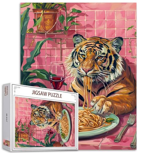 Tiger Dining Pictures Jigsaw Puzzles für Erwachsene,1000 Teile,Tier Essen Leckere Nudeln Trinken Rotwein Puzzle,Geburtstagsgeschenke,Multicolor DIY Puzzles für Dekor,Perfekte Spiele Abende Tiger Dining Pictures Jigsaw Puzzles für Erwachsene,1000 Teile,Tier Essen Leckere Nudeln Trinken Rotwein Puzzle,Geburtstagsgeschenke,Multicolor DIY Puzzles für Dekor,Perfekte Spiele Abende von Tucocoo