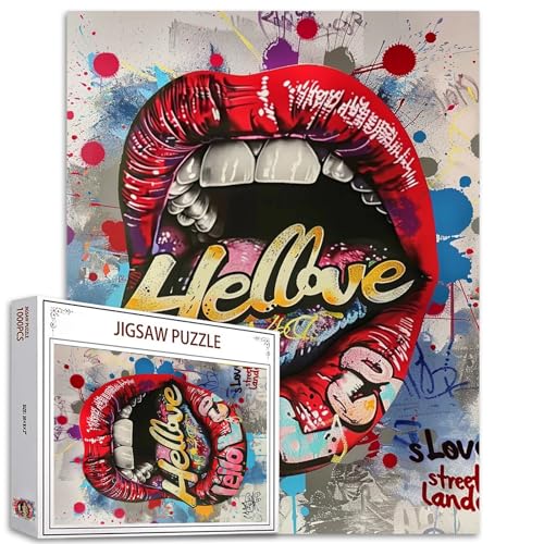 Tucocoo 1000 Stück Street Art Graffiti Zungenpuzzle für Erwachsene Lustige Lippenpuzzle für herausfordernde Familienspiele, Bunte Puzzles für dekorative Geschenke Tucocoo 1000 Stück Street Art Graffiti Zungenpuzzle für Erwachsene Lustige Lippenpuzzle für herausfordernde Familienspiele, Bunte Puzzles für dekorative Geschenke von Tucocoo