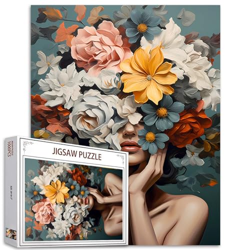 Tucocoo 1000 Stück modischer Frauenkopf Puzzles für Erwachsene Moderne Portraits Puzzles für herausfordernde Familienspiele, Bunte Puzzles für dekorative Geschenke von Tucocoo