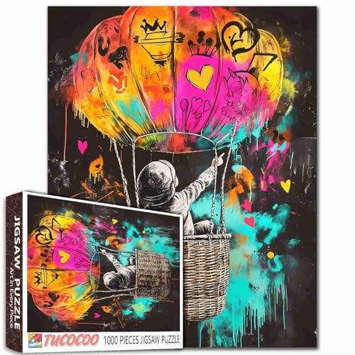 Tucocoo 1000 Teile Puzzle für Erwachsene, Banksy, buntes Graffiti-Puzzle, Heißluftballon, Straßenkunst-Puzzle, Puzzles für anspruchsvolle Familienaktivitäten, Lernspiel, DIY, Basteln, Puzzle, Tucocoo 1000 Teile Puzzle für Erwachsene, Banksy, buntes Graffiti-Puzzle, Heißluftballon, Straßenkunst-Puzzle, Puzzles für anspruchsvolle Familienaktivitäten, Lernspiel, DIY, Basteln, Puzzle, von Tucocoo