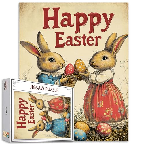 Tucocoo 1000 Teile Puzzle für Erwachsene, Frohe Ostern, Puzzle, Hase, Ei, Vintage-Stil, Kunstpuzzles für anspruchsvolle Familienaktivitäten, Lernspiel, buntes Bastelpuzzle, Wanddekoration, Geschenke Tucocoo 1000 Teile Puzzle für Erwachsene, Frohe Ostern, Puzzle, Hase, Ei, Vintage-Stil, Kunstpuzzles für anspruchsvolle Familienaktivitäten, Lernspiel, buntes Bastelpuzzle, Wanddekoration, Geschenke von Tucocoo