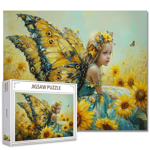 Tucocoo 1000 Teile Puzzle für Erwachsene - Fee kleines Mädchen mit Sonnenblumen und gelben Flügeln - Herausforderndes Familienaktivitätsspiel, Engelskunst DIY Puzzle Wanddekoration Tucocoo 1000 Teile Puzzle für Erwachsene - Fee kleines Mädchen mit Sonnenblumen und gelben Flügeln - Herausforderndes Familienaktivitätsspiel, Engelskunst DIY Puzzle Wanddekoration von Tucocoo