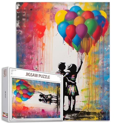Tucocoo Puzzle für Erwachsene, 1 000 Teile, Graffiti, Pärchen, Straße, Pop Art-Malerei, Regenbogen, Ballon, herausfordernde Familienaktivität, Wanddekoration von Tucocoo