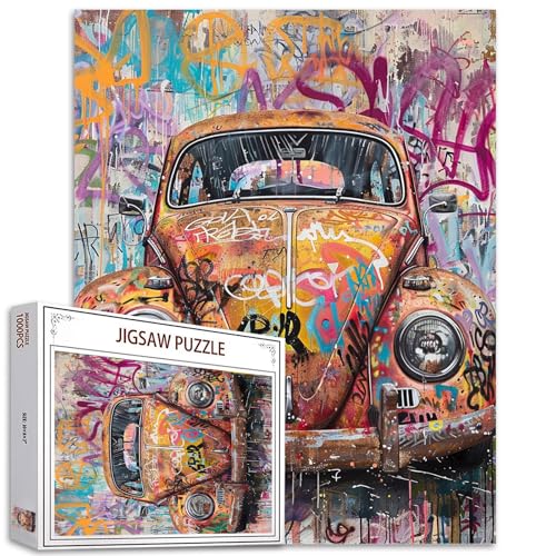 Tucocoo 1000-teiliges Puzzle für Erwachsene, Graffiti, Oldtimer, Malpuzzle, altes Auto, Straßenkunst, 1000 Teile, Puzzles für anspruchsvolle Familienaktivitäten, buntes DIY-Puzzle, Wanddekoration, von Tucocoo
