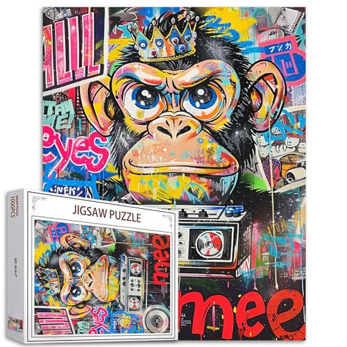 Tucocoo 1000-teiliges Puzzle für Erwachsene, Graffiti-Affen-Malerei, Puzzle, buntes Straßenkunst-Radio, 1000 Teile Puzzles für anspruchsvolle Familienaktivitäten, Banksy-Kunst, DIY-Puzzle Tucocoo 1000-teiliges Puzzle für Erwachsene, Graffiti-Affen-Malerei, Puzzle, buntes Straßenkunst-Radio, 1000 Teile Puzzles für anspruchsvolle Familienaktivitäten, Banksy-Kunst, DIY-Puzzle von Tucocoo