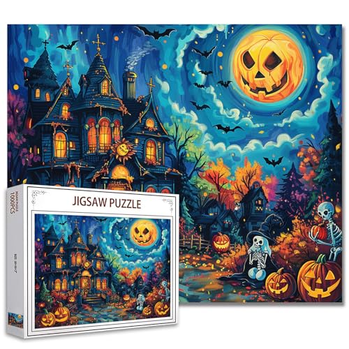 Tucocoo 1000-teiliges Puzzle für Erwachsene, Halloween, Hof, Schloss, Nacht, Puzzle, Tag der Toten, Friedhof, Party, Kunstpuzzles für anspruchsvolle Familienaktivitäten, buntes DIY-Puzzle, Tucocoo 1000-teiliges Puzzle für Erwachsene, Halloween, Hof, Schloss, Nacht, Puzzle, Tag der Toten, Friedhof, Party, Kunstpuzzles für anspruchsvolle Familienaktivitäten, buntes DIY-Puzzle, von Tucocoo