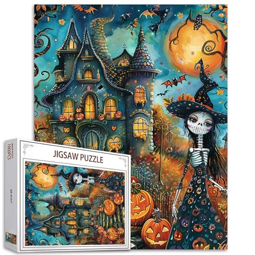 Tucocoo 1000-teiliges Puzzle für Erwachsene, Halloween, Palast, Teufel, Porträt, Malerei, Puzzle, Tag der Toten, Kürbiskunst-Puzzle, für anspruchsvolle Familienaktivitäten, buntes DIY-Puzzle, Tucocoo 1000-teiliges Puzzle für Erwachsene, Halloween, Palast, Teufel, Porträt, Malerei, Puzzle, Tag der Toten, Kürbiskunst-Puzzle, für anspruchsvolle Familienaktivitäten, buntes DIY-Puzzle, von Tucocoo