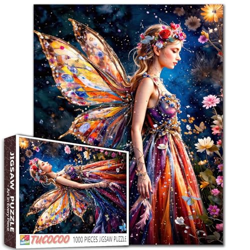 Tucocoo 1000-teiliges Puzzle für Erwachsene, Regenbogenfee mit Blumen und Schmetterlingen – Fantasie-Nacht-Puzzle-Kunst, buntes und herausforderndes Geschenk für Frauen, DIY-Puzzle-Spiele Tucocoo 1000-teiliges Puzzle für Erwachsene, Regenbogenfee mit Blumen und Schmetterlingen – Fantasie-Nacht-Puzzle-Kunst, buntes und herausforderndes Geschenk für Frauen, DIY-Puzzle-Spiele von Tucocoo
