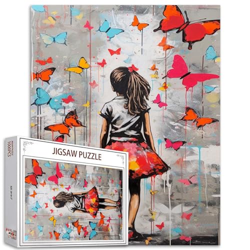 Tucocoo 1000-teiliges Puzzle für Erwachsene, buntes Schmetterlingsmalerei, Puzzle, Banksy-Mädchen, 1000 Teile, Puzzles für anspruchsvolle Familienaktivitäten, Graffiti, Straßenkunst, DIY-Puzzle Tucocoo 1000-teiliges Puzzle für Erwachsene, buntes Schmetterlingsmalerei, Puzzle, Banksy-Mädchen, 1000 Teile, Puzzles für anspruchsvolle Familienaktivitäten, Graffiti, Straßenkunst, DIY-Puzzle von Tucocoo