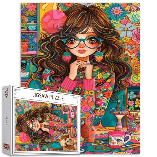 Tucocoo 1000-teiliges Puzzle für Erwachsene, schönes Mädchen-Puzzle, niedlicher Hund, abstraktes Blumenmuster, 1000 Teile, Puzzles für anspruchsvolle Familienaktivitäten, buntes DIY-Puzzle, Tucocoo 1000-teiliges Puzzle für Erwachsene, schönes Mädchen-Puzzle, niedlicher Hund, abstraktes Blumenmuster, 1000 Teile, Puzzles für anspruchsvolle Familienaktivitäten, buntes DIY-Puzzle, von Tucocoo