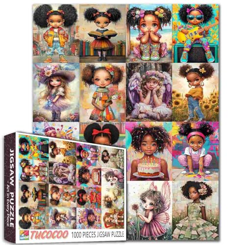 Tucocoo 1000-teiliges Puzzle für Erwachsene, schwarzes Mädchen, Afro-Kunstmalerei, Puzzle, afrikanisches kleines Mädchen, 1000 Teile, Puzzle, Collage, Kunst, Wanddekoration, bunt, DIY, Bastelpuzzle Tucocoo 1000-teiliges Puzzle für Erwachsene, schwarzes Mädchen, Afro-Kunstmalerei, Puzzle, afrikanisches kleines Mädchen, 1000 Teile, Puzzle, Collage, Kunst, Wanddekoration, bunt, DIY, Bastelpuzzle von Tucocoo