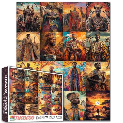 Tucocoo Afrika König Puzzles für Erwachsene 1000 Teile, Schwarzer Mann Giraffen, Wildlife Tier Collage DIY Puzzles für Heimdekoration Geschenke, Herausfordernde Familie Puzzle Lernspielzeug Tucocoo Afrika König Puzzles für Erwachsene 1000 Teile, Schwarzer Mann Giraffen, Wildlife Tier Collage DIY Puzzles für Heimdekoration Geschenke, Herausfordernde Familie Puzzle Lernspielzeug von Tucocoo