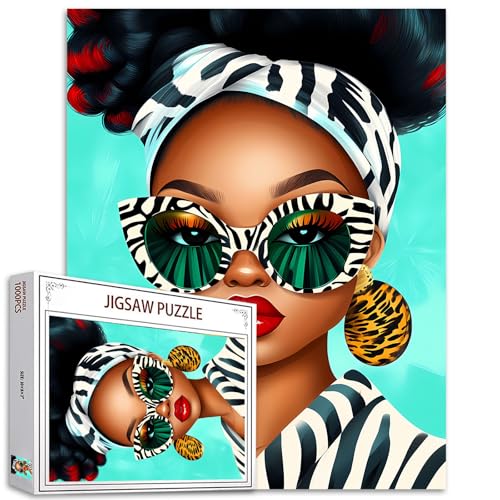 Tucocoo Afrikanische Frau, Puzzle, 1000 Teile, Puzzles für Erwachsene, modernes weibliches Cartoon-Stil, Puzzle für anspruchsvolle Familienaktivitäten, bunt, Basteln, unmögliches Puzzle für Tucocoo Afrikanische Frau, Puzzle, 1000 Teile, Puzzles für Erwachsene, modernes weibliches Cartoon-Stil, Puzzle für anspruchsvolle Familienaktivitäten, bunt, Basteln, unmögliches Puzzle für von Tucocoo