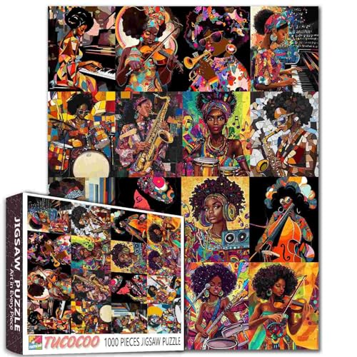 Tucocoo Afrikanische Frauen, schwarzes Mädchen, 1000-teiliges Puzzle für Erwachsene, die Musikkunst-Puzzles spielen, Afrika, weibliches Bastelpuzzle, herausfordernde Familienspiele, pädagogisches von Tucocoo