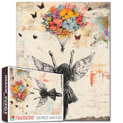Tucocoo Banksy Angel Girl Puzzle 1000 Teile Retro Street Art Puzzle Erwachsene Blumenkunst Puzzle 1000 Teile für herausfordernde Familienspiele DIY Bastelpuzzle für Tucocoo Banksy Angel Girl Puzzle 1000 Teile Retro Street Art Puzzle Erwachsene Blumenkunst Puzzle 1000 Teile für herausfordernde Familienspiele DIY Bastelpuzzle für von Tucocoo
