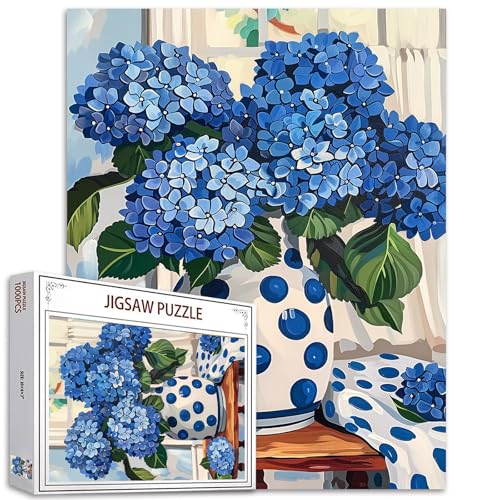 Tucocoo Blaue Hortensien-Puzzle, 1000 Teile Puzzles für Erwachsene, antike Vase, Stillleben, Blumen-Puzzles für anspruchsvolle Familienaktivitäten, Spiele, 70 x 50 cm, DIY-Puzzle für Tucocoo Blaue Hortensien-Puzzle, 1000 Teile Puzzles für Erwachsene, antike Vase, Stillleben, Blumen-Puzzles für anspruchsvolle Familienaktivitäten, Spiele, 70 x 50 cm, DIY-Puzzle für von Tucocoo