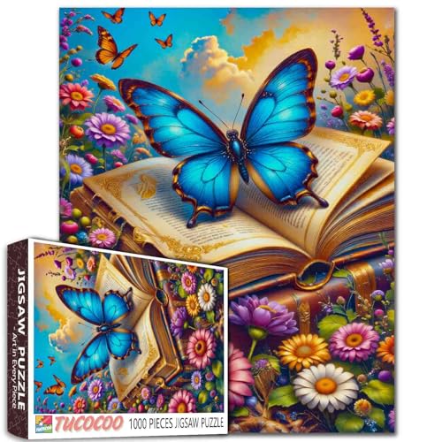 Tucocoo Blue Butterfly Puzzle für Erwachsene 1000 Teile Offenes Buch umgeben von Wildblumen - Lebendiges florales Fantasie-Puzzle für Achtsamkeit, Entspannung, Naturliebhaber, herausfordernde Puzzles Tucocoo Blue Butterfly Puzzle für Erwachsene 1000 Teile Offenes Buch umgeben von Wildblumen - Lebendiges florales Fantasie-Puzzle für Achtsamkeit, Entspannung, Naturliebhaber, herausfordernde Puzzles von Tucocoo