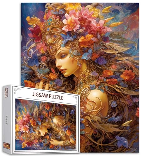 Tucocoo Blumenmädchen-Puzzle, 1000 Teile, Puzzles für Erwachsene, schöne Frau, Göttin, abstrakte Kunst, Puzzles für anspruchsvolle Familienaktivitäten, 68,6 x 50,8 cm, DIY-Puzzle für Heimdekoration, Tucocoo Blumenmädchen-Puzzle, 1000 Teile, Puzzles für Erwachsene, schöne Frau, Göttin, abstrakte Kunst, Puzzles für anspruchsvolle Familienaktivitäten, 68,6 x 50,8 cm, DIY-Puzzle für Heimdekoration, von Tucocoo