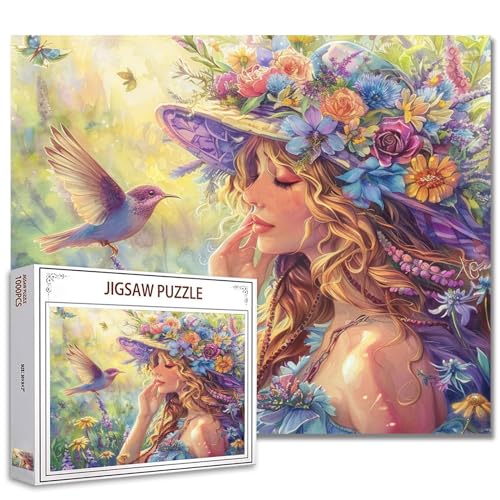 Tucocoo Blumenmädchen-Puzzles für Erwachsene, 1000 Teile, Garten-Puzzle, Blumen-Vogel-Kunst-Puzzle, 70 x 50 cm, buntes DIY-Puzzle, für Heimdekoration, Geschenke, Familienpuzzle, perfekt für Tucocoo Blumenmädchen-Puzzles für Erwachsene, 1000 Teile, Garten-Puzzle, Blumen-Vogel-Kunst-Puzzle, 70 x 50 cm, buntes DIY-Puzzle, für Heimdekoration, Geschenke, Familienpuzzle, perfekt für von Tucocoo