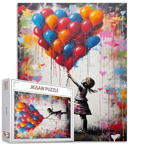 Tucocoo Bunte Ballon-Puzzles für Erwachsene, 1000 Teile, Banksy Little Girl Street Artwork Puzzle 50 x 70 cm, Bunte DIY-Puzzles für Heimdekoration, Familienpuzzle, perfekt für Spieleabende Tucocoo Bunte Ballon-Puzzles für Erwachsene, 1000 Teile, Banksy Little Girl Street Artwork Puzzle 50 x 70 cm, Bunte DIY-Puzzles für Heimdekoration, Familienpuzzle, perfekt für Spieleabende von Tucocoo