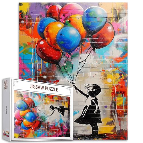 Tucocoo Puzzle mit 1 000 Teilen, bunte Ballons, für Erwachsene, Banksy, Mädchen, Straße, Pop Art, anspruchsvolle Familienaktivität, ca. 70 x 50 cm, Heimdekoration Tucocoo Puzzle mit 1 000 Teilen, bunte Ballons, für Erwachsene, Banksy, Mädchen, Straße, Pop Art, anspruchsvolle Familienaktivität, ca. 70 x 50 cm, Heimdekoration von Tucocoo