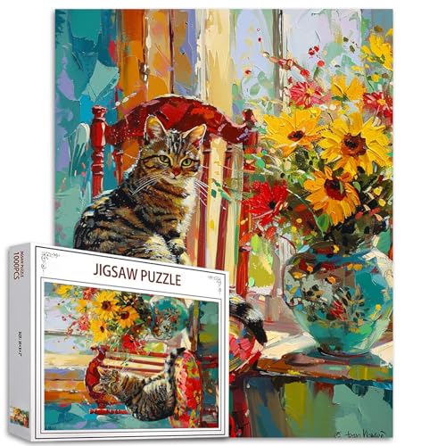 Tucocoo Cute Cats Vintage Jigsaw Puzzles for Adults 1000 Pieces Flowers in Vase Jigsaw Puzzle Retro Chairs Kitty DIY Puzzles for Home Decoration Family Puzzle Perfect for Game Nights 27 x 20 Inch Tucocoo Cute Cats Vintage Jigsaw Puzzles for Adults 1000 Pieces Flowers in Vase Jigsaw Puzzle Retro Chairs Kitty DIY Puzzles for Home Decoration Family Puzzle Perfect for Game Nights 27 x 20 Inch von Tucocoo