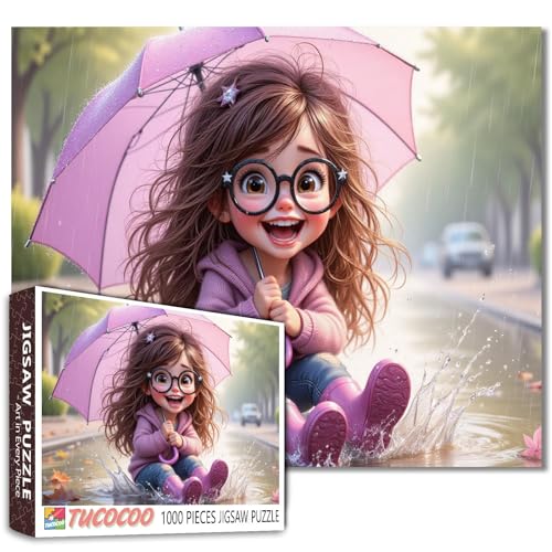 Tucocoo Entzückende Cartoon-Mädchen-Puzzles für Erwachsene, 1000 Teile, Regenschirm, kleines Mädchen, Kunst-Puzzle, Regentagsszenen-Puzzle, lustiges und herausforderndes Puzzle-Geschenk für Erwachsene Tucocoo Entzückende Cartoon-Mädchen-Puzzles für Erwachsene, 1000 Teile, Regenschirm, kleines Mädchen, Kunst-Puzzle, Regentagsszenen-Puzzle, lustiges und herausforderndes Puzzle-Geschenk für Erwachsene von Tucocoo
